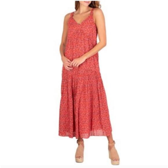 Joie Bondi‎ Red 100% Cotton Maxi Dress Size Medium NWT - Picture 1 of 14